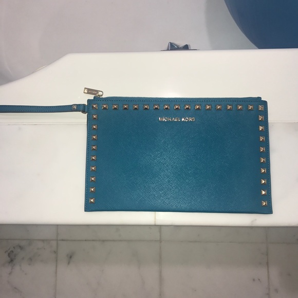 Michael Kors Handbags - Michael Kors Teal Studded Wristlet